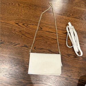 All Saints Cream Crossbody Bag with Gold Chain
